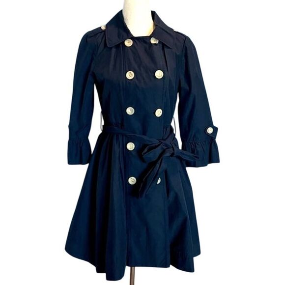 Darling! Plastic Island Double-Breasted Jacket Coat Lightweight Pockets Belt S - Picture 1 of 11